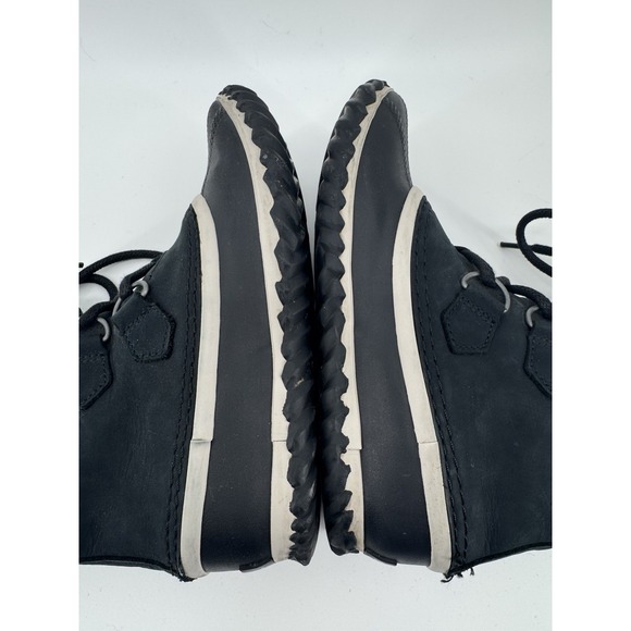Sorel Caribou Slim Boots Womens  Size 6 Black Leather Fleece Lined - Picture 5 of 8